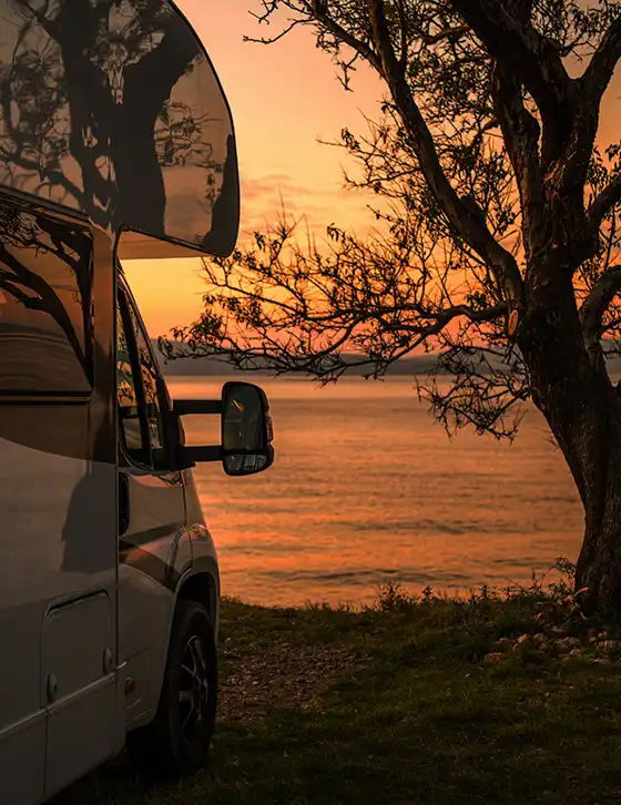 Campervan parked near Picton New Zealand